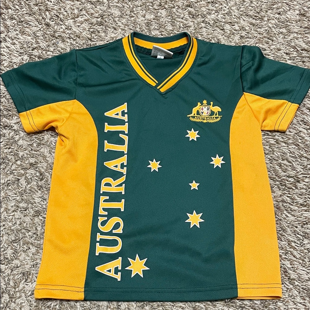 Authentic Australian Kids Sports Shirt - Green and Yellow